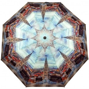 Красивый голубой зонт с собором, Три Слона, автомат, 3 сл.,арт.881-32